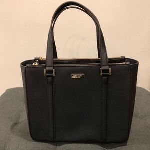 KATE SPADE Cadene Newbury Lane Black Crosshatch Leather Tote